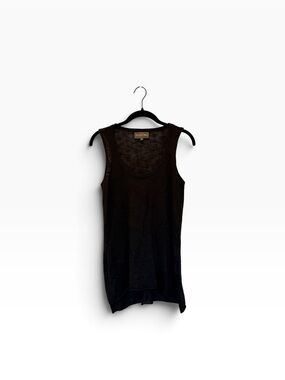 Michael Stars Black Scoop Neck Linen Cotton Blend Whimsigoth Lagenlook Tank Sz S